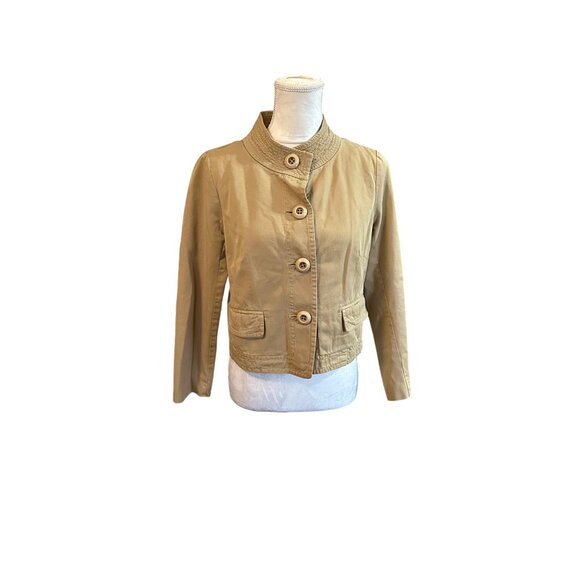 J Crew Chino Blazer Jacket Beige Button Front Flap Pockets 100% Cotton Classic 6 - Picture 3 of 11